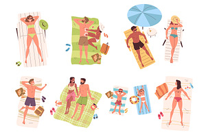 People sunbathing towels. Man woman, a Sport Illustration by Stock-Smart-Start
