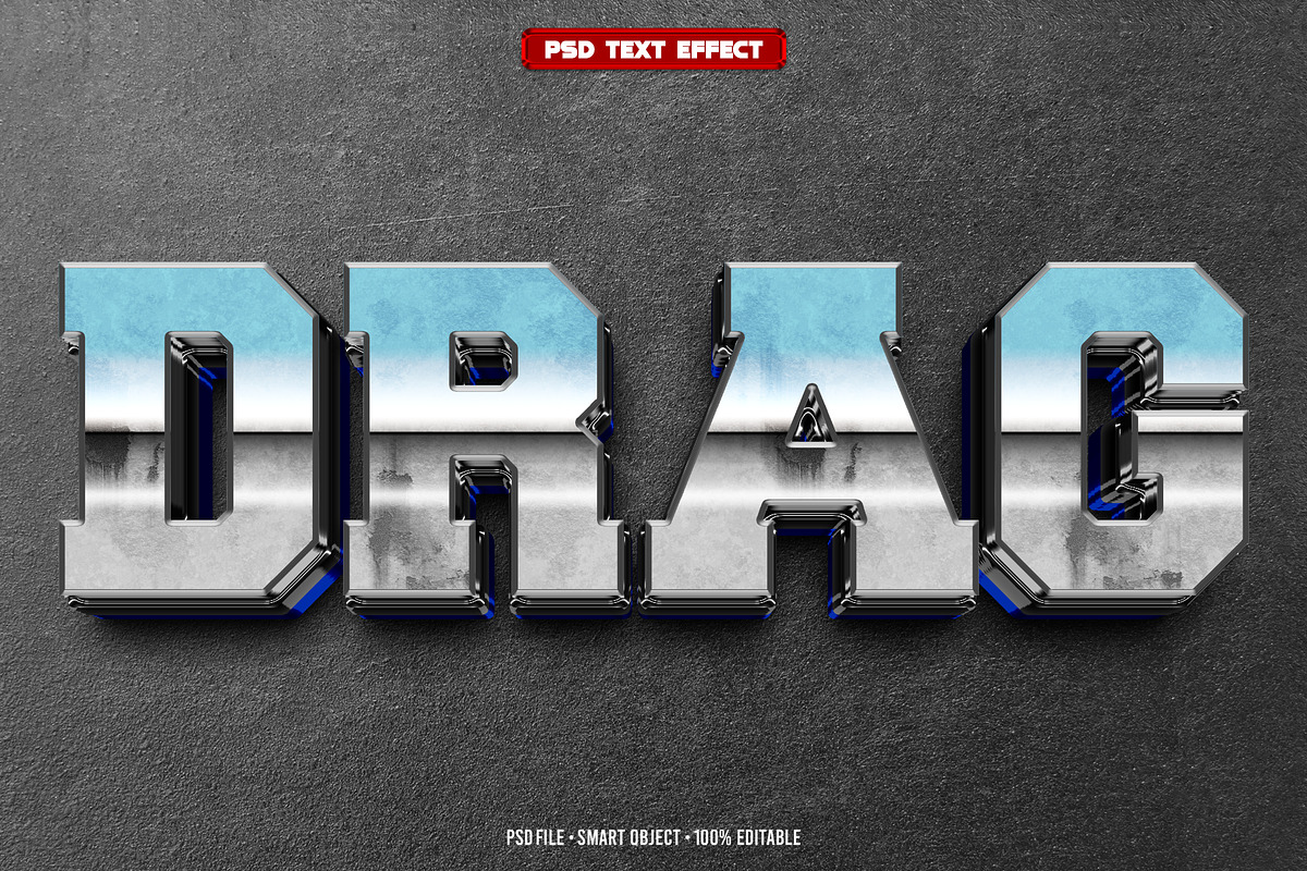 Drag 3D editable text effect, a Layer Style Add-On by Hello Muh (Photo 1 of 2)