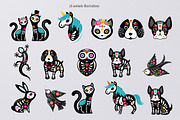 Dia de los Muertos, animals skulls, an Animal Illustration by Marish (Thumbnail 5 of 10)