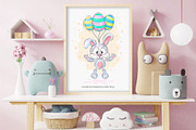 Easter bunny with balloons. Tshirt., an Animal Illustration by KENO Mascots (Thumbnail 4 of 5)