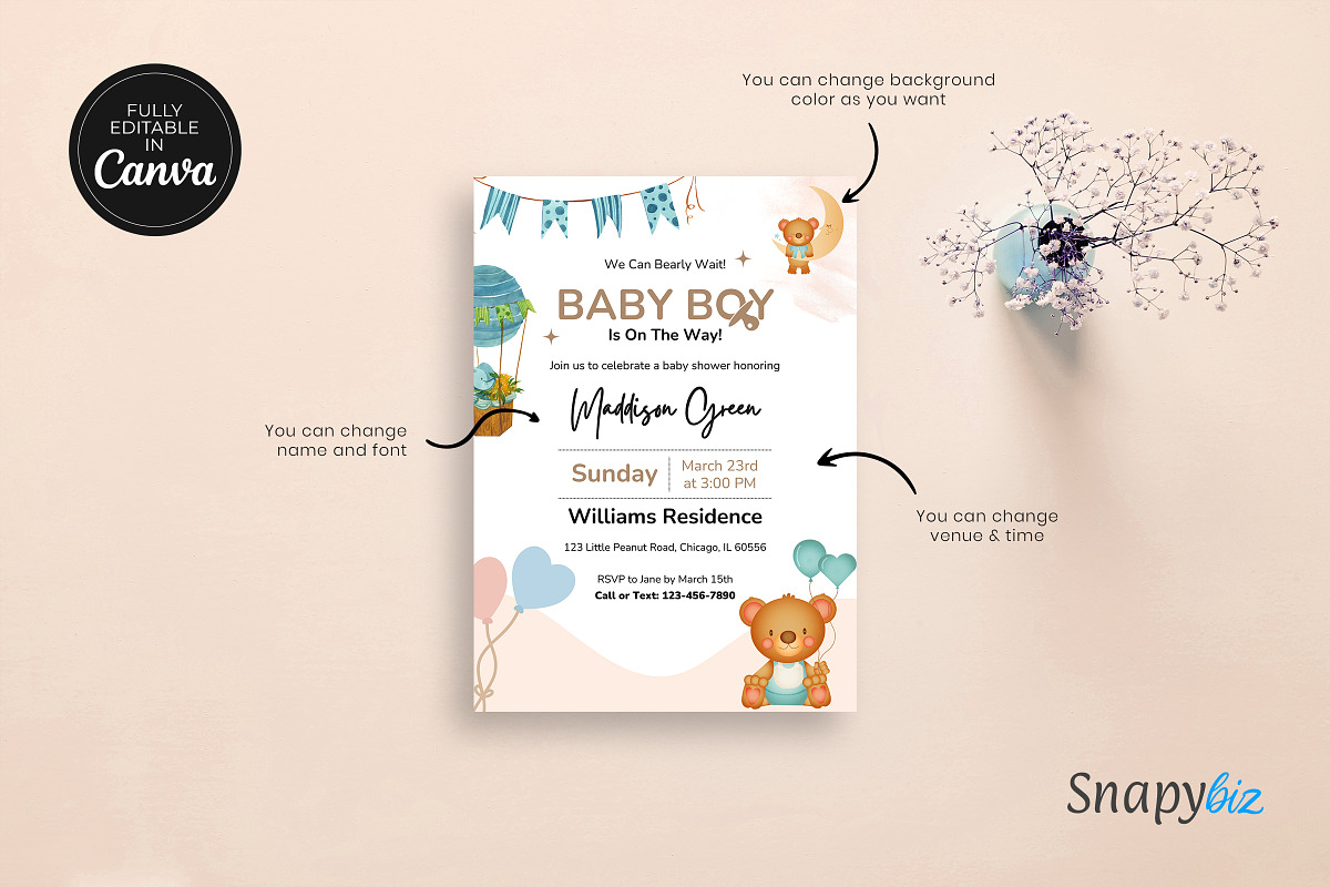 Gender Neutral Baby Shower Invite, an Invitation Template by Snapybiz (Photo 3 of 10)