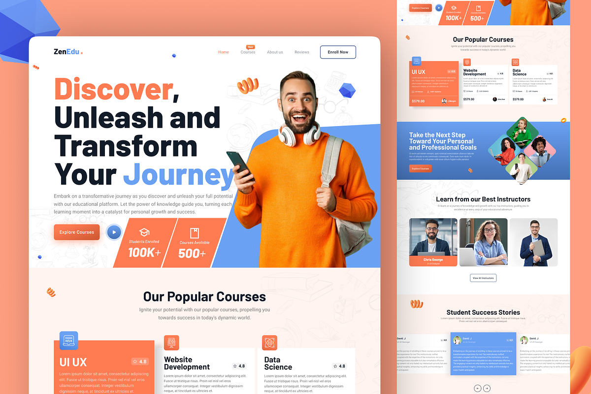 Online Learning Landing Page UI, an UI Kit Template by nwdigitalstore (Photo 1 of 4)