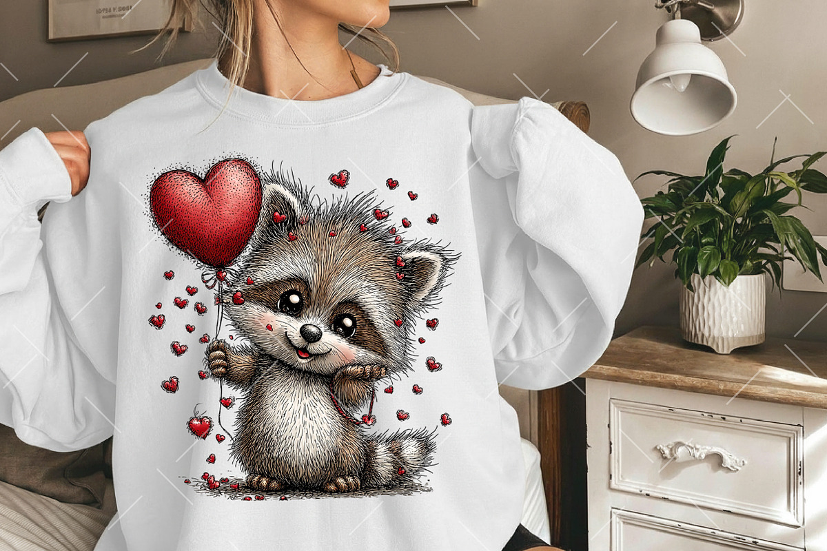 Whimsical Valentine Raccoon Clipart, an Illustration by OK Design (Photo 5 of 6)