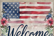 Floral American Flag, a Background Graphic by Printable Treasure (Thumbnail 2 of 7)