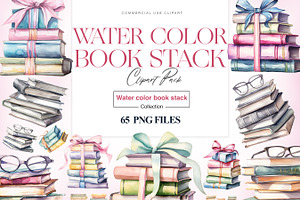 Stack of Books Clipart| Floral Books, an Education Illustration by BrushstrokeArtGB