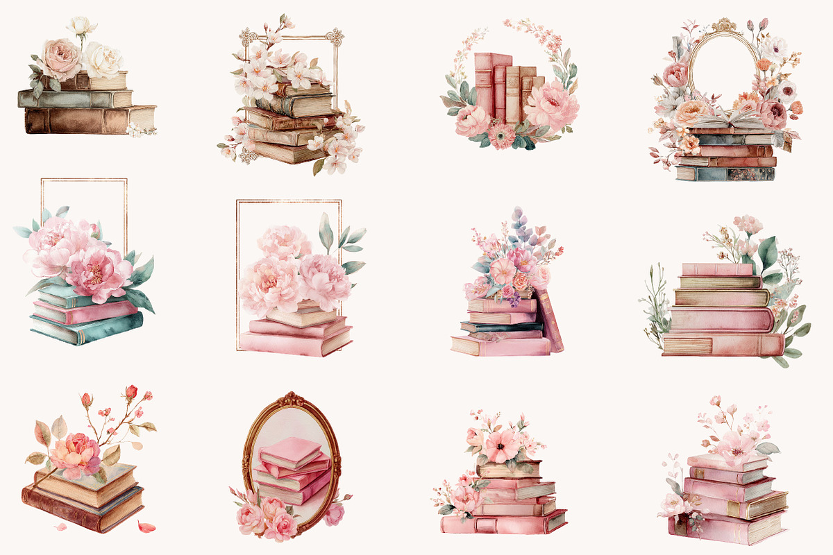 Watercolor Pink Books and Frames, an Education Illustration by Designworld (Photo 4 of 9)