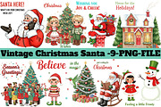 Vintage Christmas Santa Clipart, an Illustration by DreamArtGraphic (Thumbnail 1 of 4)
