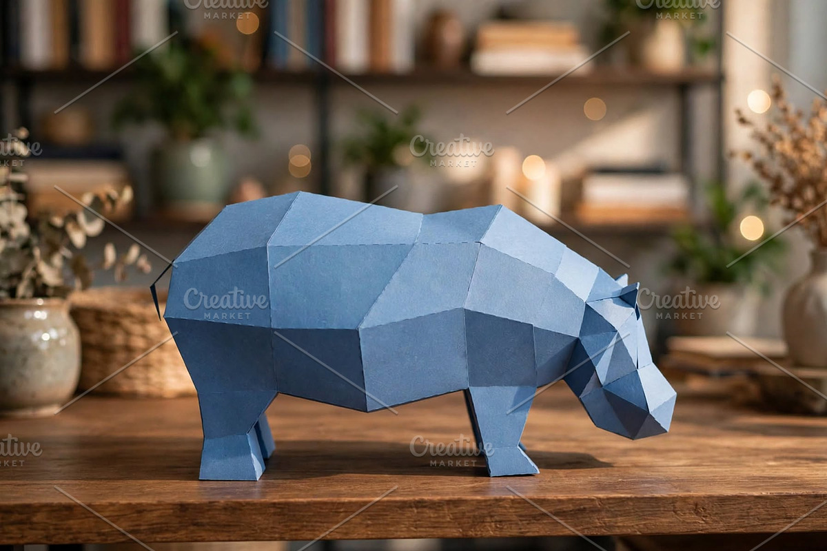 Hippo sculpture - 3d papercraft, a Card Template by PAPER amaze (Photo 3 of 5)