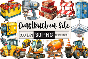 Construction Site Watercolor, an Illustration by Black Bird Studio