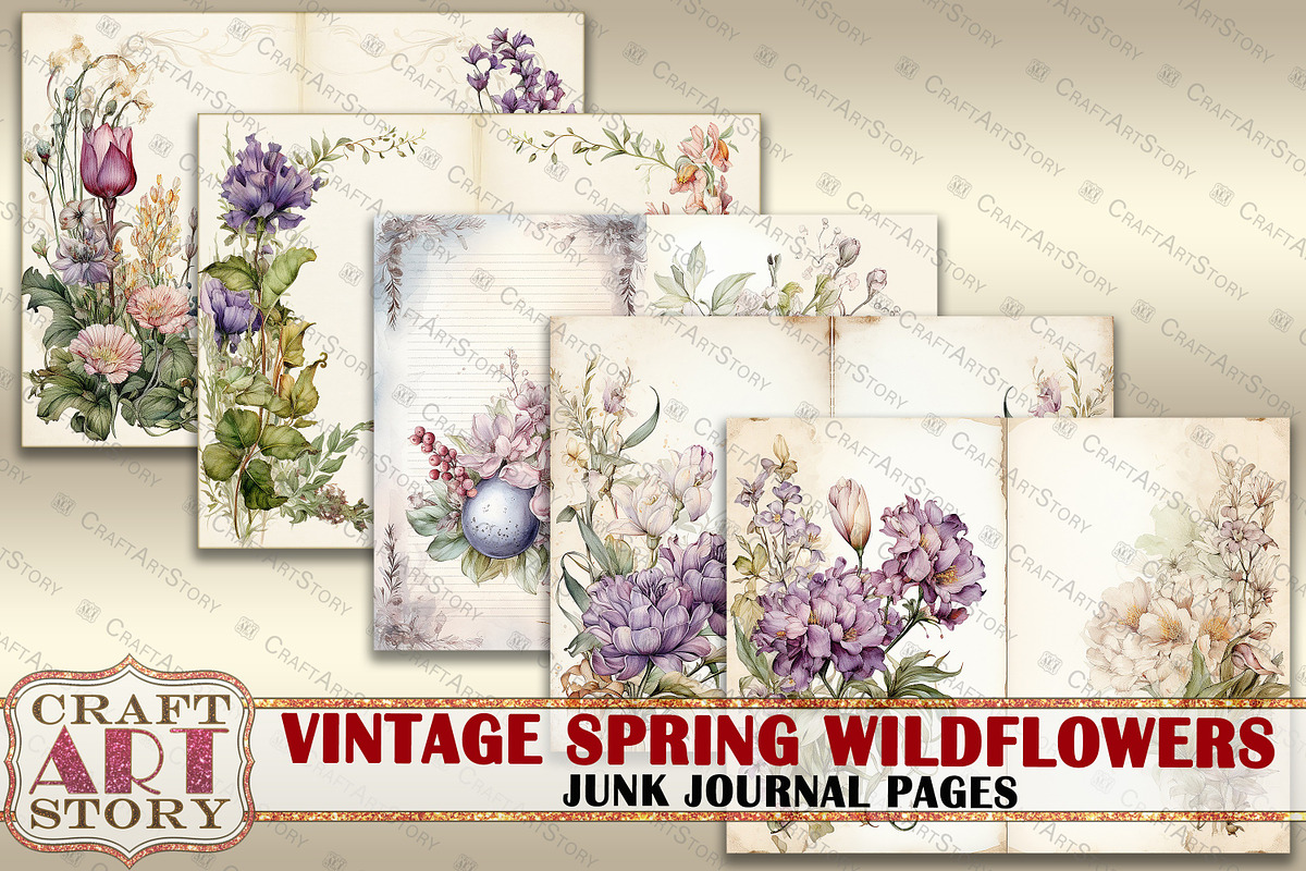 Spring Wildflowers junk journal Page, a Decorative Illustration by CraftArtStory (Photo 3 of 5)
