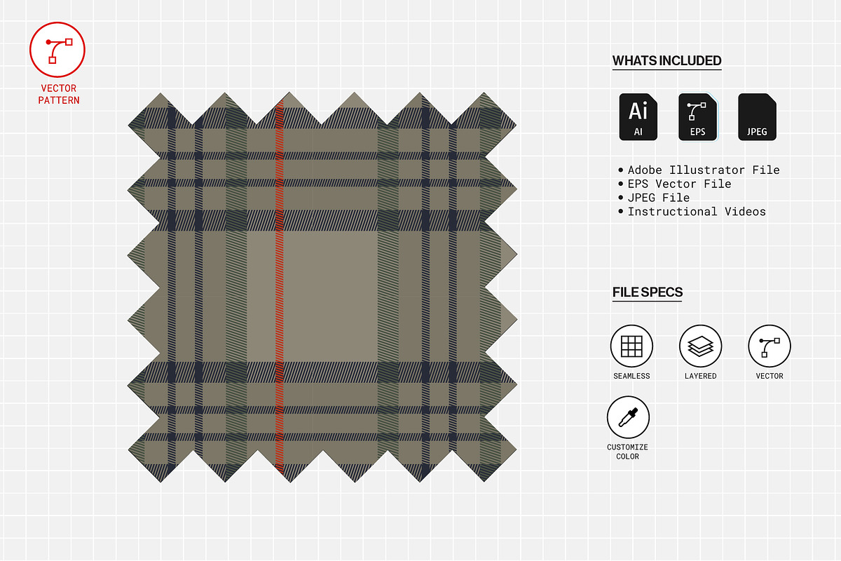 Custom Plaid Vector Pattern, a Pattern Graphic by Swatch Supply