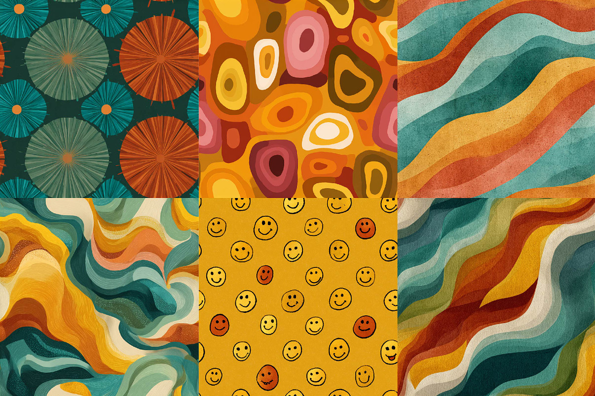 Retro Groovy Digital Papers Bundle, a Texture Illustration by DreamPrint404 (Photo 3 of 5)