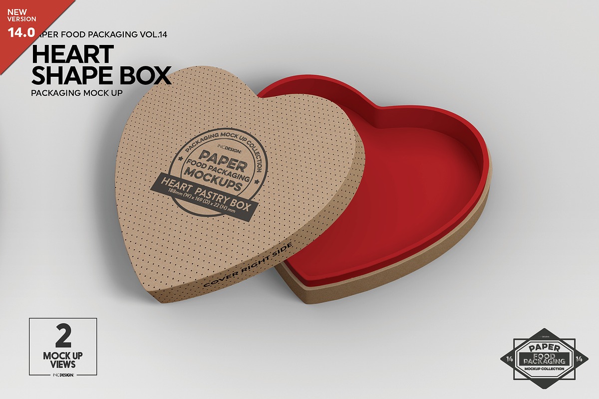 Paper Heart Box Packaging Mockup, a Packaging Mockup by INCDesign (Photo 1 of 6)