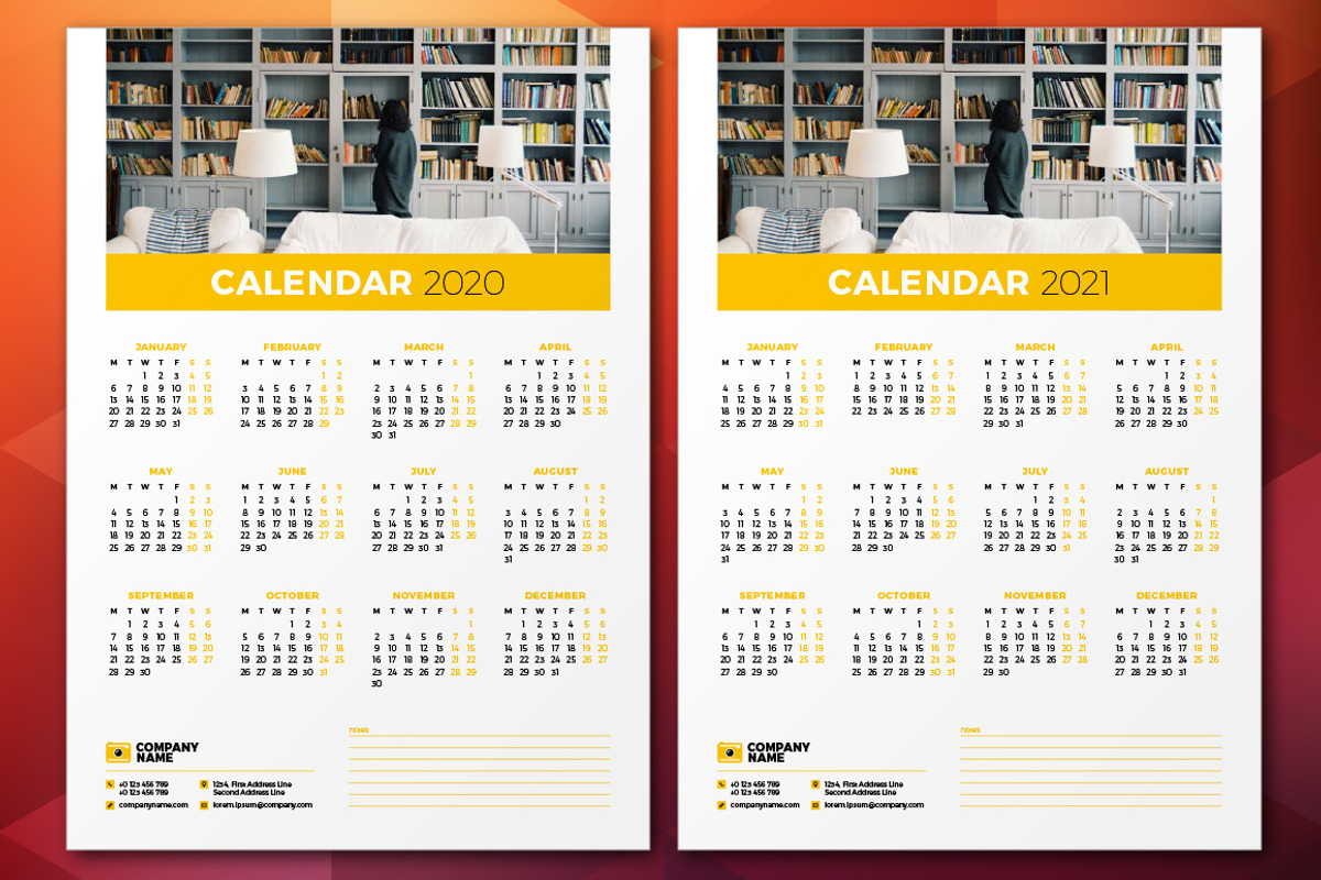 Wall Calendar 2020, a Stationery Template by AntartStock (Photo 5 of 6)