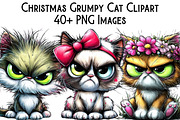 Christmas Grumpy Cat Clipart, an Illustration by Pixels.Craft (Thumbnail 1 of 6)