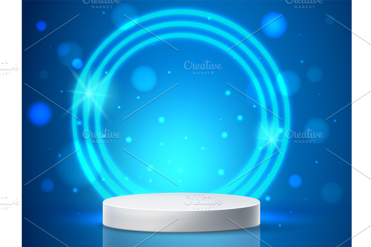 Realistic white stage podium with, an Illustration by Vectorbuum
