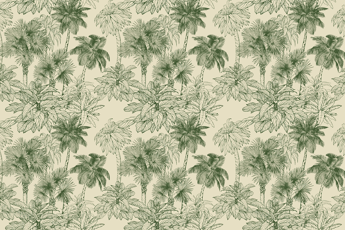 Green Palm Patterns Tropical Forest, a Decorative Illustration by Jeanna Draw (Photo 11 of 14)
