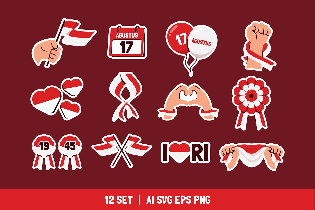 Indonesian independence Element Set, an Object Illustration by Eighteen Studio (Photo 2 of 4)