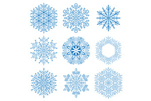 Set of Round Vector Snowflakes With, a Pattern Graphic by FineArtStudio