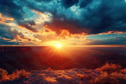 Sunset illuminating rugged canyon la, a Photo by Iftikhar Alam