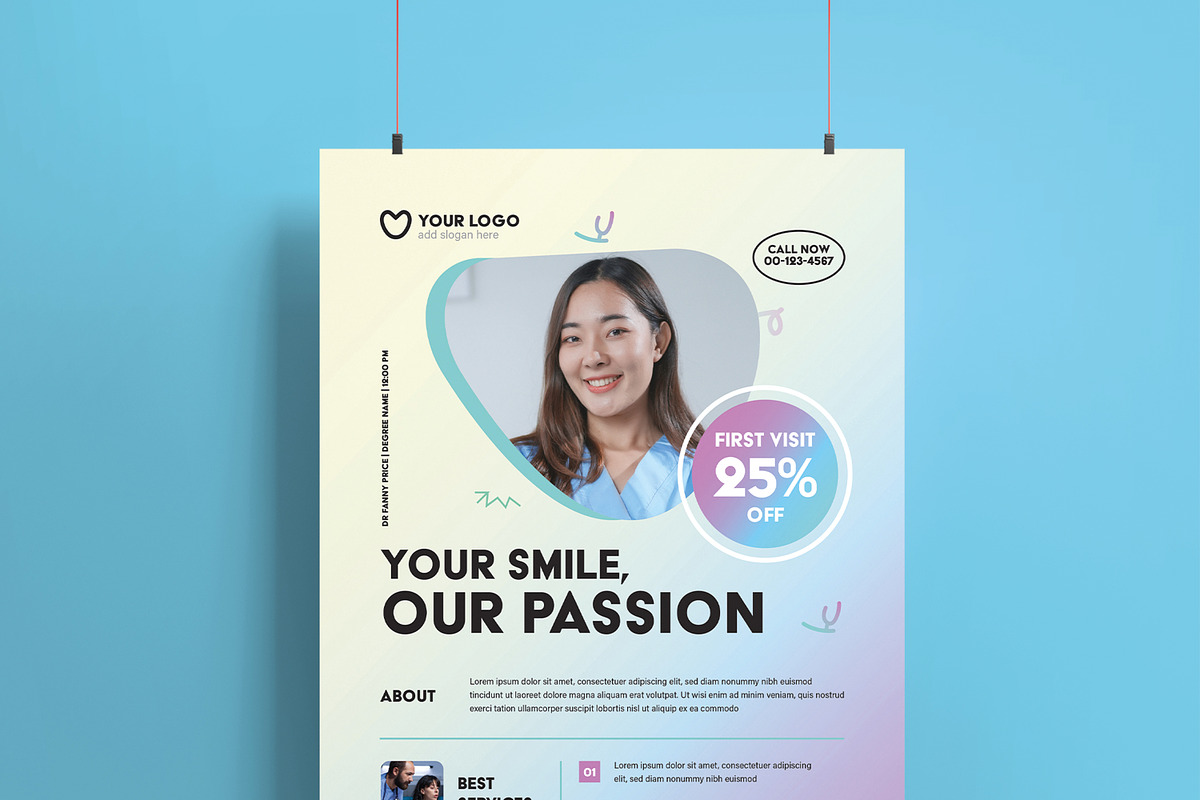 Dental Care Flyer Template Design preview 4