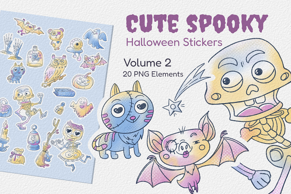 Cute Spooky Halloween Stickers Vol 2, an Object Graphic by ArtyCats (Photo 1 of 5)