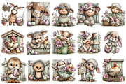 Whimsical Easter Farm Animal Clipart, an Illustration by OK Design (Thumbnail 3 of 6)