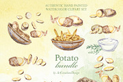 Potato Watercolor Clipart Bundle, a Food Illustration by ArtCreationsDesign (Thumbnail 4 of 6)