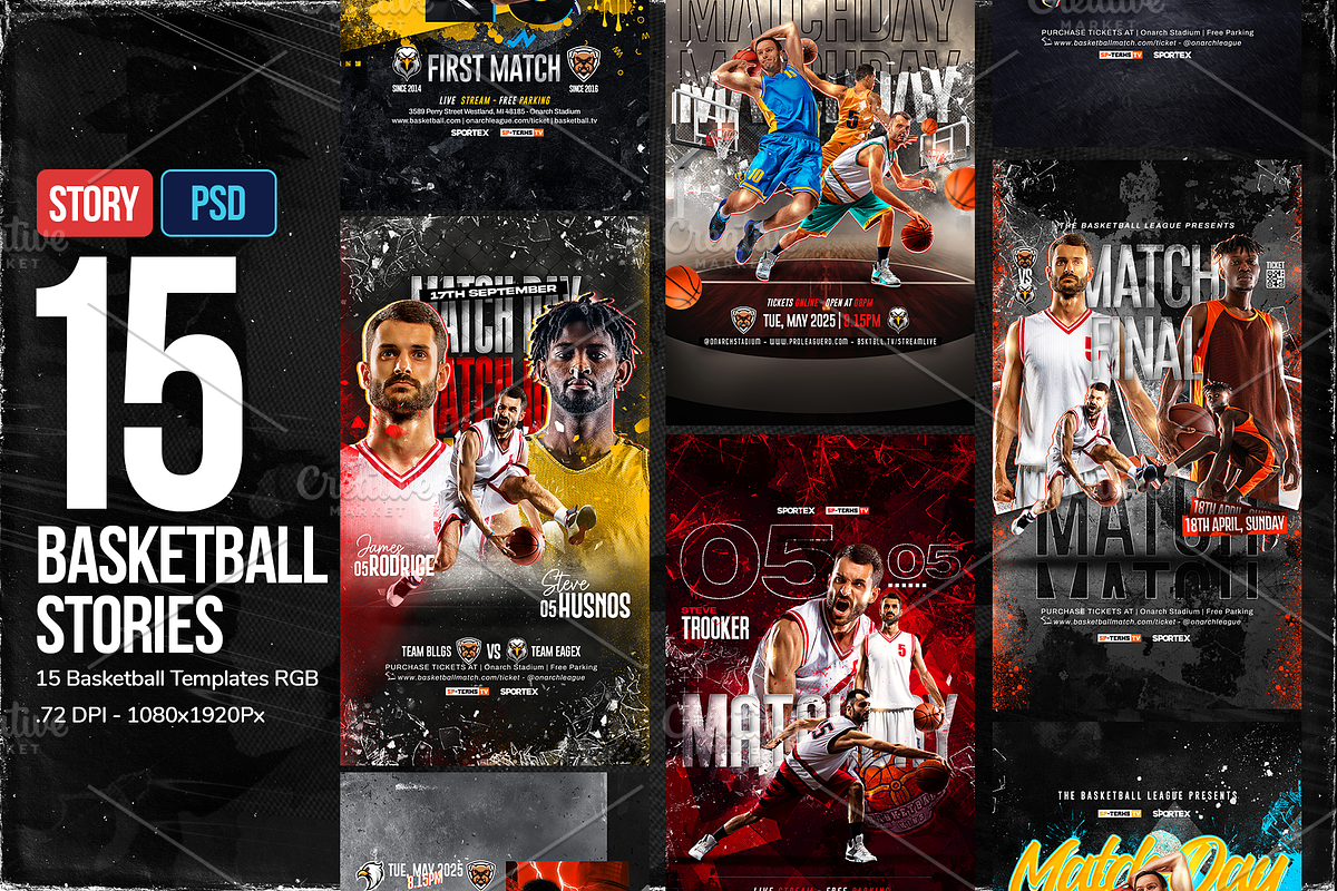 15 Basketball Social Media Stories, a Social Media Template by OnurDemircan (Photo 1 of 6)