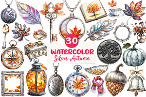 Silver Vintage Aesthetic Autumn Clip, an Illustration by CreationArt