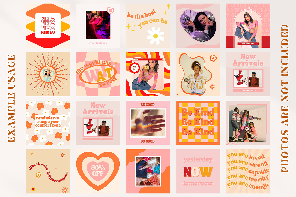 Retro Social Media Templates Canva, a Social Media Template by Boltik Studio (Photo 3 of 9)