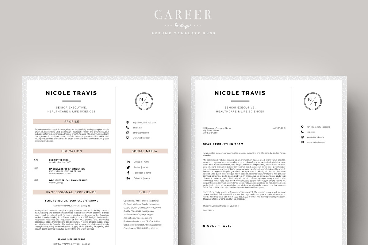 Modern Resume & CoverLetter Template, a Resume Template by careerboutique (Photo 3 of 6)