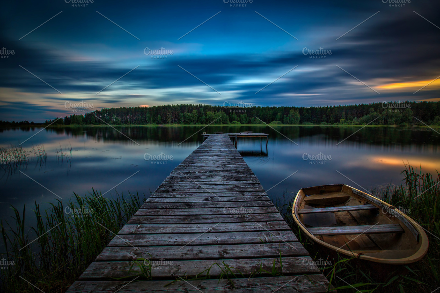 Sunset on the lake featuring sunset, nature, and boat, a Nature Photo by Alexander Novikov