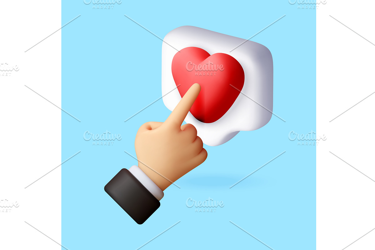 3D Hand clicking social media like, a Technology Illustration by Abscent
