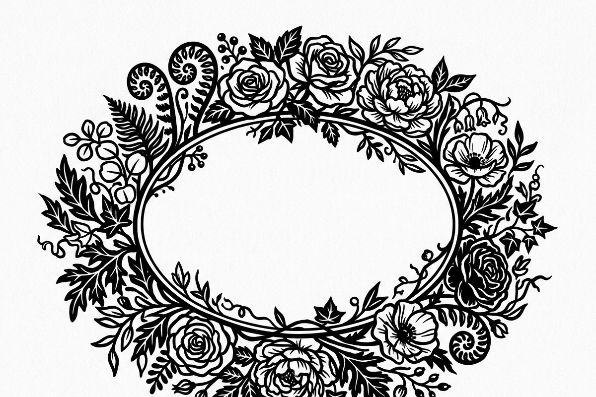 50 Elegant Floral Oval Mirror Frame, a Decorative Illustration by Amazin_art (Photo 15 of 26)
