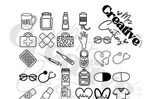 Nurse Outlines Clipart Bundle, a Graphic by Mrs. Creative Creations