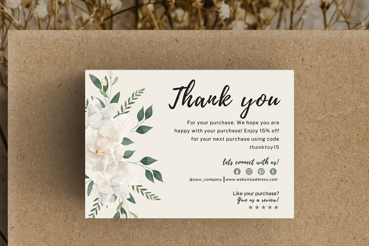 Floral thank you card, a Card Template by Elegant_Studio44 (Photo 5 of 7)