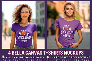 Purple T-shirt Fashion Model Mockup