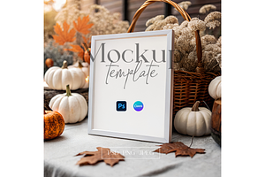 Rustic Autumn Frame Mockup on Table, a Product Mockup by MockupWizard