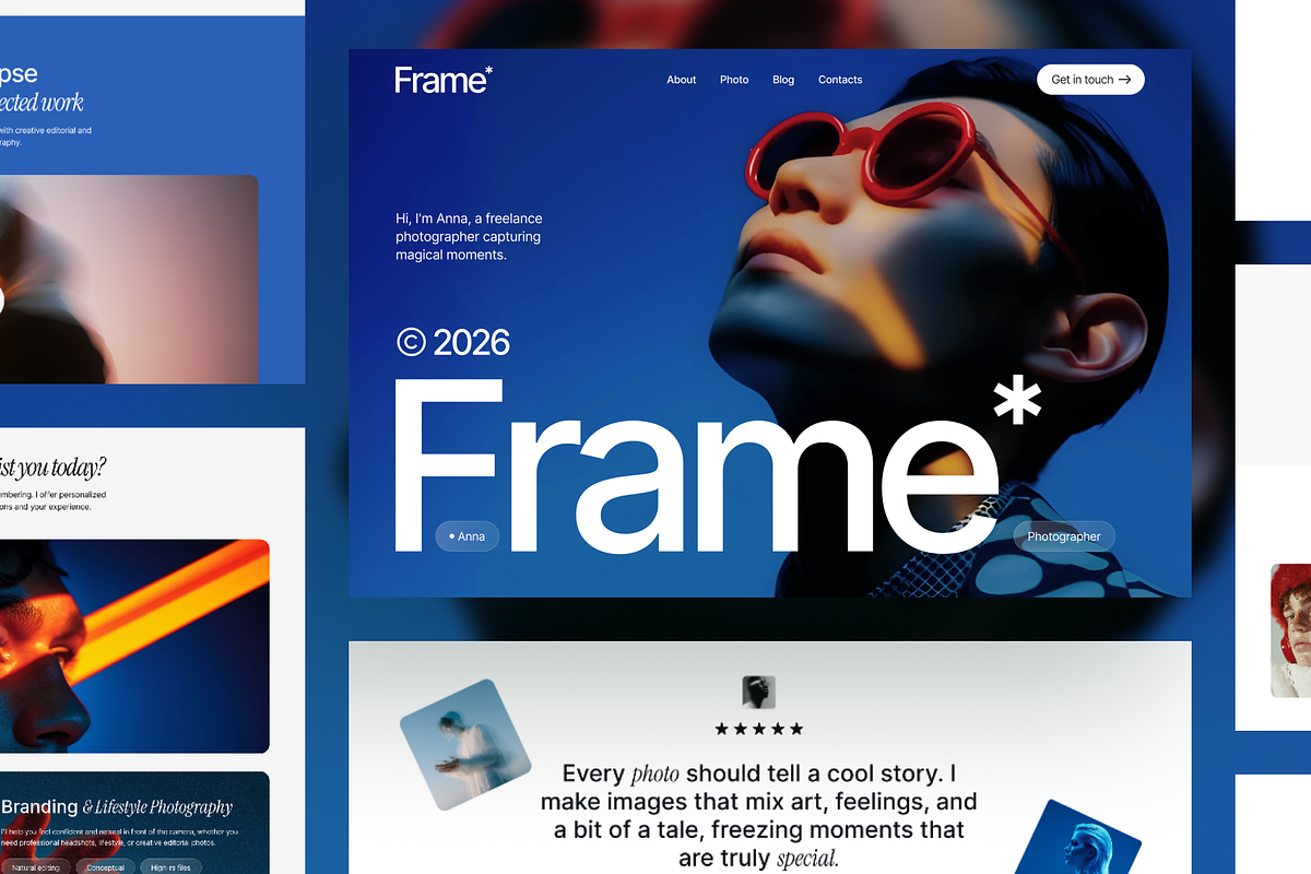 Frame - Photography Website, an UI Kit Template by Ahmed Rubel (Photo 6 of 8)