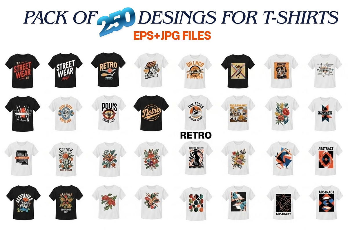 Print Collection 250 T-Shirt Designs, a Decorative Illustration by Crox Studio | Digital (Photo 5 of 7)