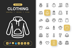 Clothing Icons, an Outline Icon by Spacepixel Creative