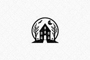 Haunted House Emblem, a Seasonal Illustration by Vectorium Studio (Thumbnail 3 of 3)