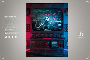 Retrowave Flyer Cyberpunk PC Monitor