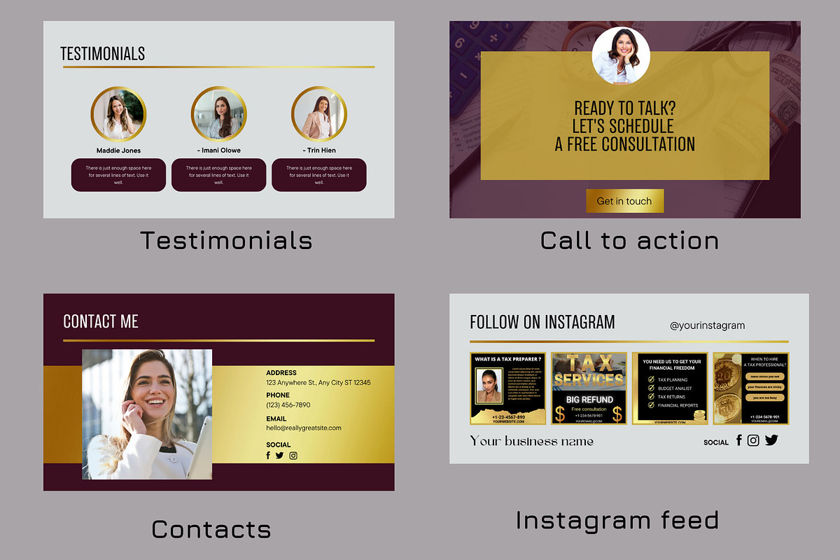 Canva website for Tax Preparer, a Landing Page Template by Amiraliya (Photo 5 of 7)