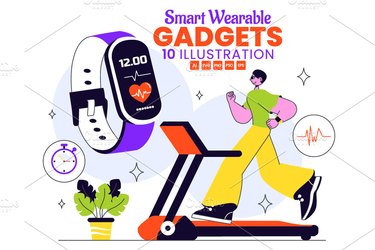 10 Smart Wearable Gadgets, a Technology Illustration by denayunebgt (Photo 1 of 4)