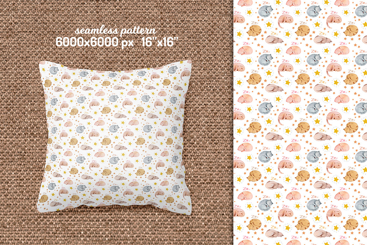 Cats Seamless patterns collection, a Pattern Graphic by Julia M. Watercolor (Photo 3 of 12)