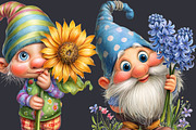 Garden Gnome with Flowers 24 PNG, a Seasonal Illustration by EleSArtDesign (Thumbnail 4 of 4)
