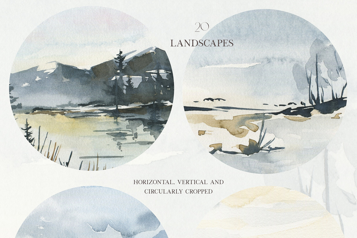 Hand Painted Winter Landscapes, a Seasonal Illustration by ArtMaslyana (Photo 4 of 5)