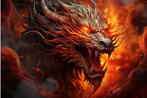 Ancient Fire chinese dragon, an Illustration by Ylivdesign